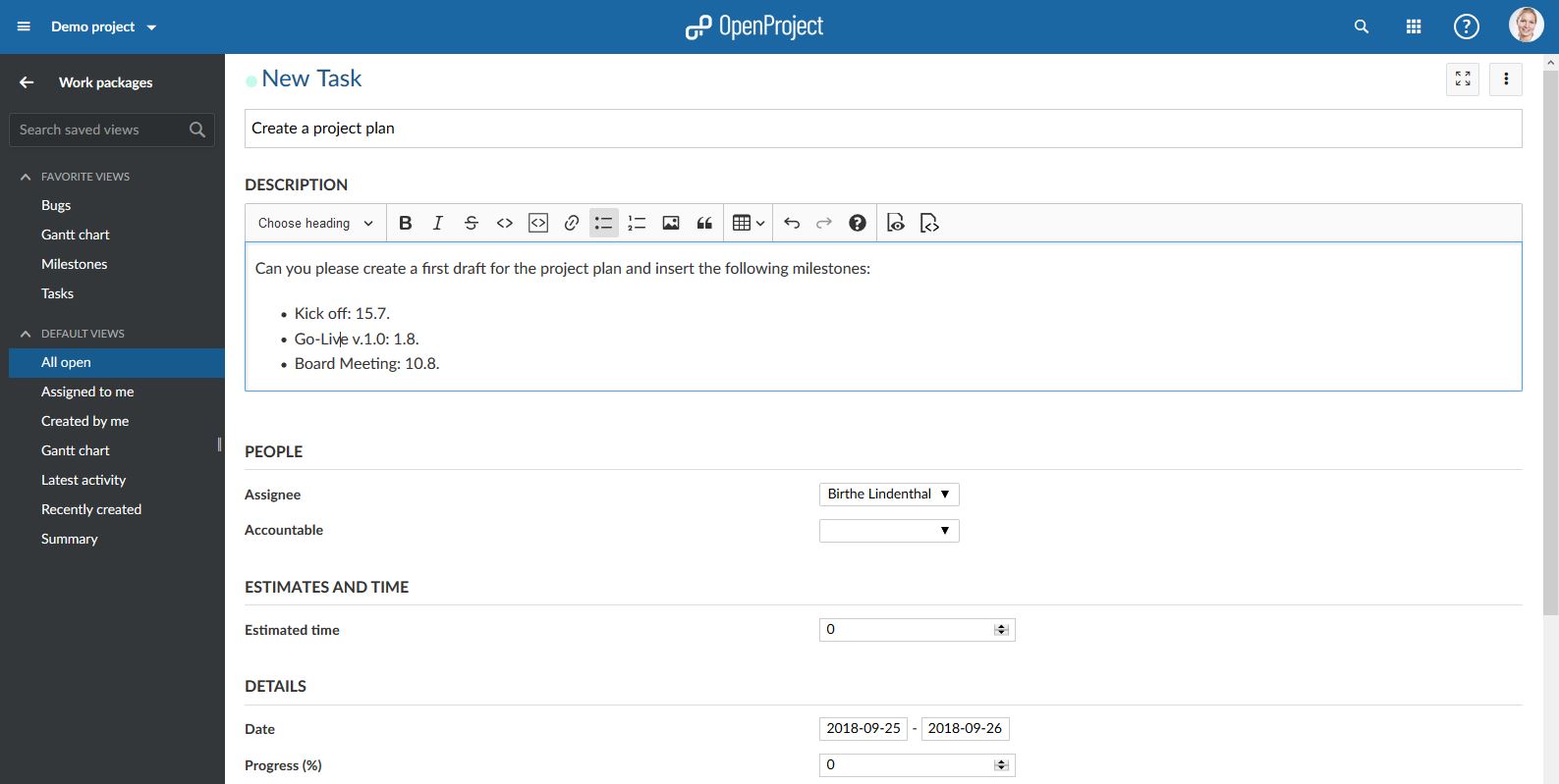 create work package